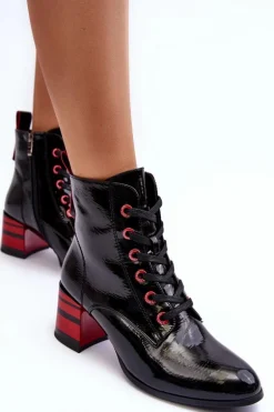 Lakierowane Botki Na Obcasie S.Barski MR870-49 Czarne