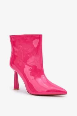Lakierowane Botki Na Szpice Wsuwane Fuksja Seliri