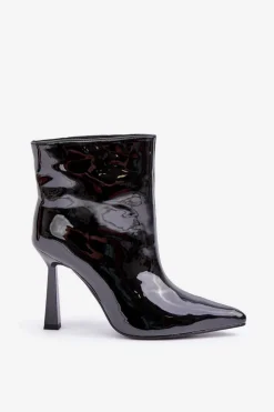 Lakierowane Botki Na Szpice Wsuwane Czarne Seliri