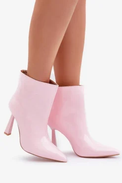 Lakierowane Botki Na Szpice Wsuwane Jasnoróżowe Seliri