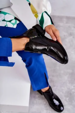 Lakierowane Botki Z Ozdobą Czarne Betrix