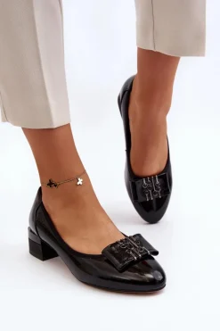 Lakierowane Czółenka Na Klocku Czarne Ilvanna