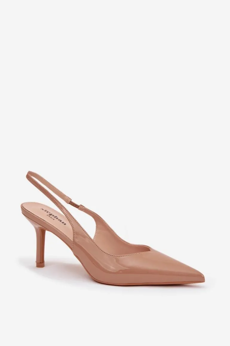 Lakierowane Czółenka Na Szpilce Ciemnobeżowe Phelia