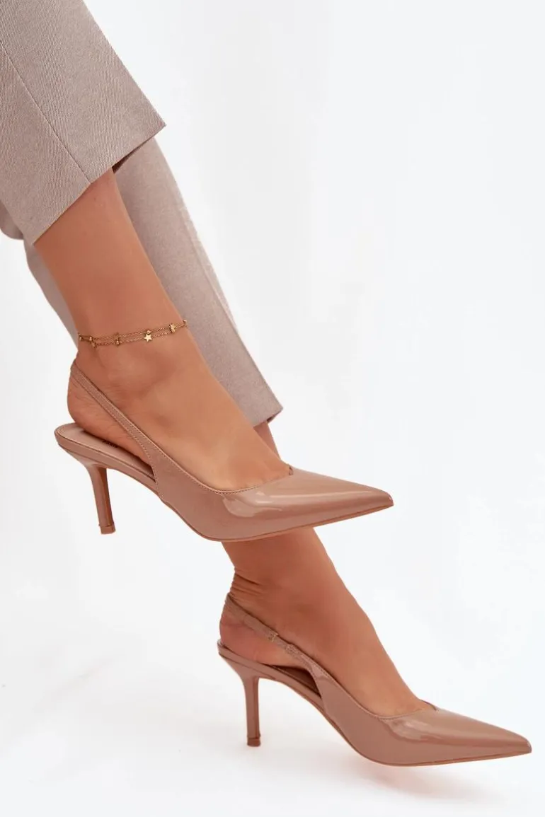 Lakierowane Czółenka Na Szpilce Ciemnobeżowe Phelia