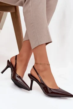 Lakierowane Czółenka Na Szpilce Czekoladowe Phelia