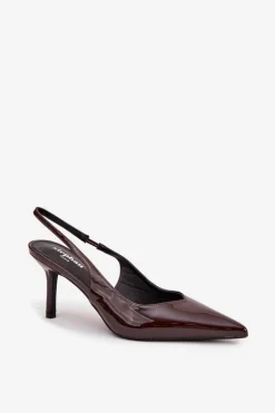 Lakierowane Czółenka Na Szpilce Czekoladowe Phelia