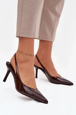 Lakierowane Czółenka Na Szpilce Czekoladowe Phelia