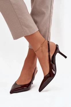 Lakierowane Czółenka Na Szpilce Czekoladowe Phelia