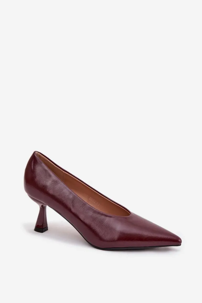 Lakierowane Czółenka Na Szpilce Bordowe Gavrielle