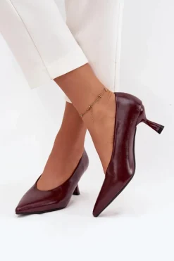 Lakierowane Czółenka Na Szpilce Bordowe Gavrielle