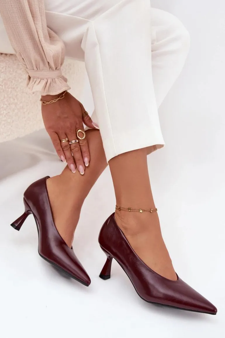 Lakierowane Czółenka Na Szpilce Bordowe Gavrielle