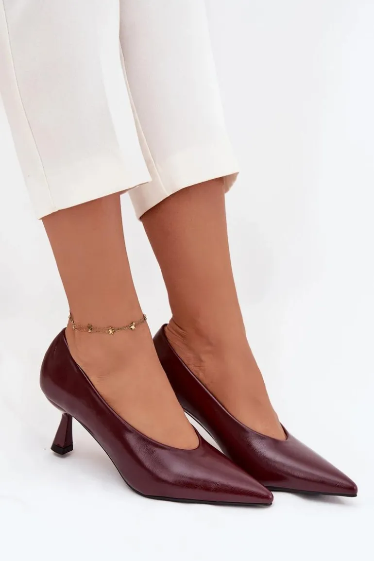 Lakierowane Czółenka Na Szpilce Bordowe Gavrielle