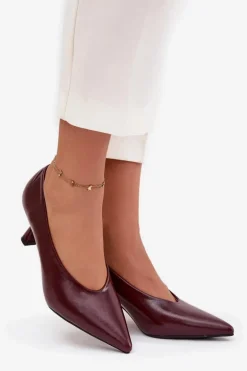 Lakierowane Czółenka Na Szpilce Bordowe Gavrielle