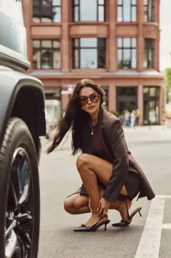 Lakierowane Czółenka Na Szpilce Z Kokardką Bordowe Olvena