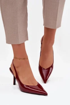 Lakierowane Czółenka Na Szpilce Bordowe Phelia