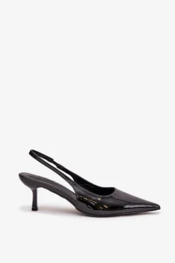 Lakierowane Czółenka Na Szpilce Z Odkrytą Piętą Czarne Talira