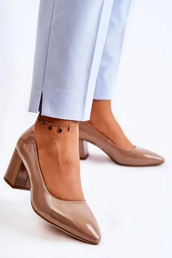 Lakierowane Czółenka Sergio Leone PB411 Brązowe