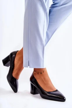 Lakierowane Czółenka Sergio Leone PB411 Czarne