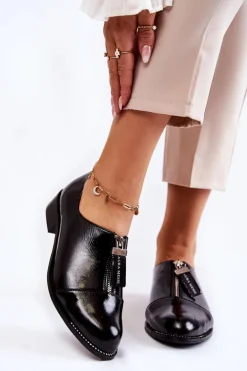 Lakierowane Modne Półbuty Laura Messi 2532 Czarne