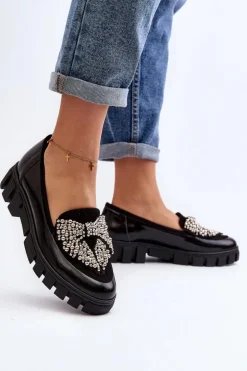 Lakierowane Mokasyny Damskie Laura Messi 2785 Czarne