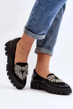 Lakierowane Mokasyny Damskie Laura Messi 2785 Czarne