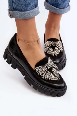 Lakierowane Mokasyny Damskie Laura Messi 2785 Czarne