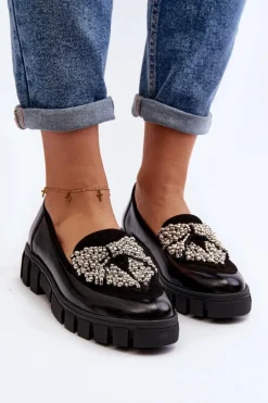 Lakierowane Mokasyny Damskie Laura Messi 2785 Czarne