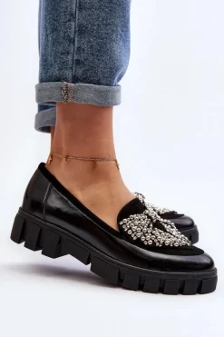 Lakierowane Mokasyny Damskie Laura Messi 2785 Czarne