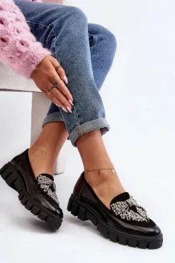 Lakierowane Mokasyny Damskie Laura Messi 2785 Czarne
