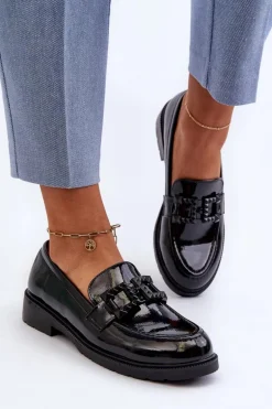 Lakierowane Mokasyny Damskie Z Ozdobą S.Barski HY371A