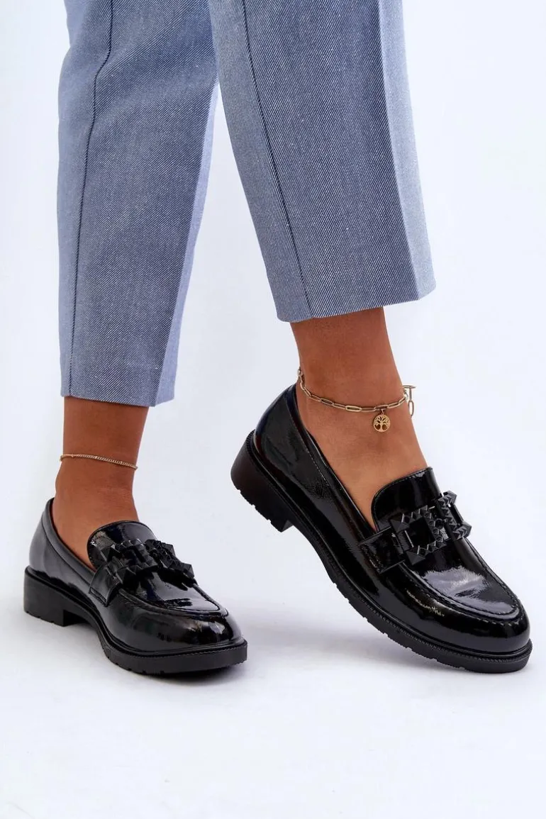 Lakierowane Mokasyny Damskie Z Ozdobą S.Barski HY371A