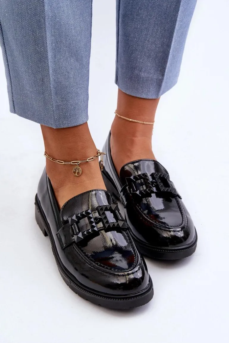 Lakierowane Mokasyny Damskie Z Ozdobą S.Barski HY371A