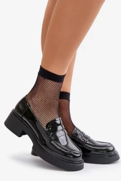 Lakierowane Mokasyny Loafersy Damskie D&A JC42-62 Czarne