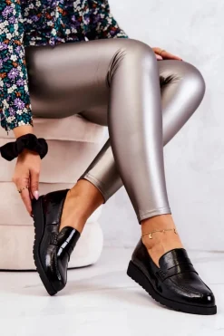 Lakierowane Mokasyny Na Koturnie La.Fi Czarne Alannah