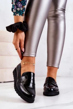 Lakierowane Mokasyny Na Koturnie La.Fi Czarne Alannah