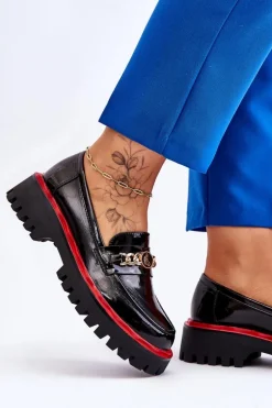 Lakierowane Mokasyny Na Platformie Czarne Ronin