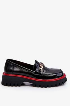 Lakierowane Mokasyny Na Platformie Czarne Ronin