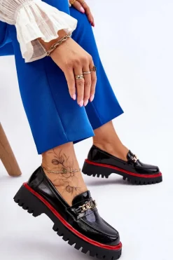 Lakierowane Mokasyny Na Platformie Czarne Ronin