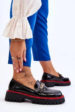 Lakierowane Mokasyny Na Platformie Czarne Ronin