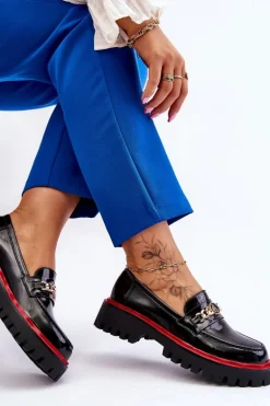 Lakierowane Mokasyny Na Platformie Czarne Ronin