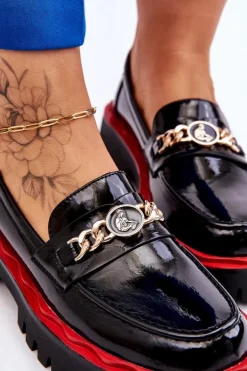 Lakierowane Mokasyny Na Platformie Czarne Ronin