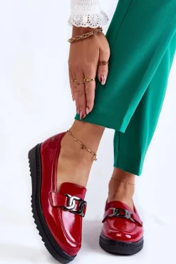 Lakierowane Mokasyny Na Platformie Czerwone Abisso