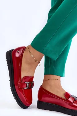 Lakierowane Mokasyny Na Platformie Czerwone Abisso