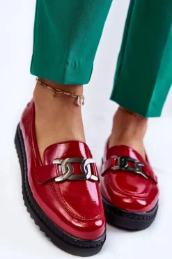 Lakierowane Mokasyny Na Platformie Czerwone Abisso