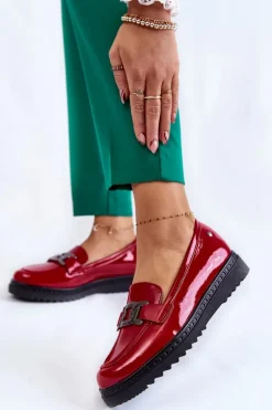 Lakierowane Mokasyny Na Platformie Czerwone Abisso