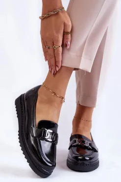 Lakierowane Mokasyny Na Platformie Czarne Abisso