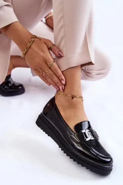 Lakierowane Mokasyny Na Platformie Czarne Abisso