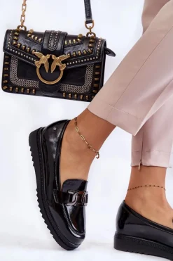 Lakierowane Mokasyny Na Platformie Czarne Abisso