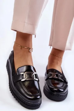 Lakierowane Mokasyny Na Platformie Czarne Abisso