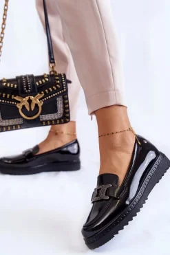 Lakierowane Mokasyny Na Platformie Czarne Abisso